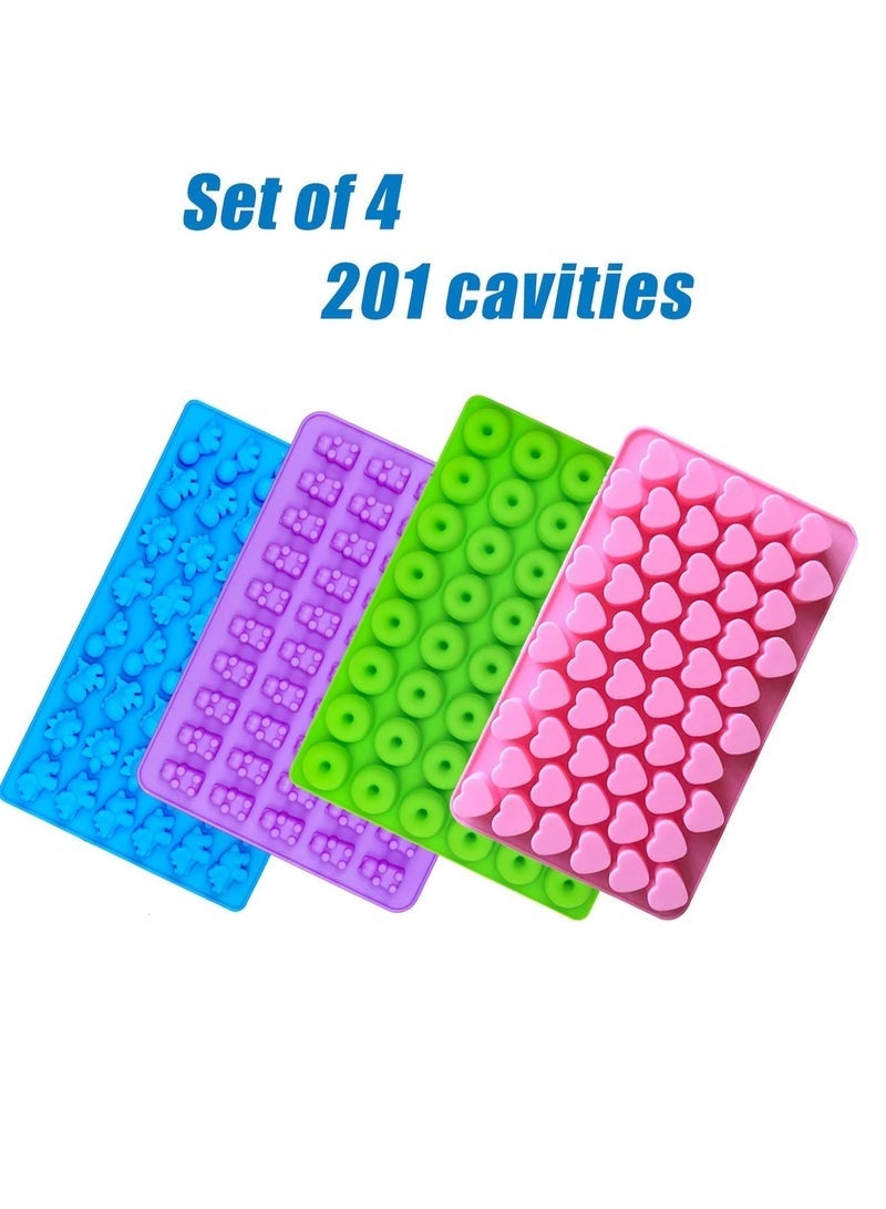 DURKU Gummy Bear Candy Molds Silicone, Gummy Molds with 2 Droppers, Non-Stick Silicone Candy Molds Including Mini Dinosaur, Bear Shape, Hearts and Mini Donut, Set of 4 - Image 4